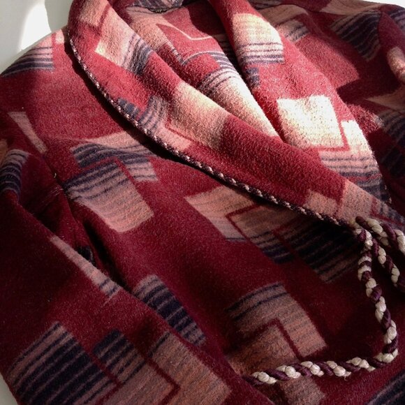 BEACON Blanket Robe 1930's-19540's Ombre Pattern with Deco images Size Medium - Picture 2 of 6